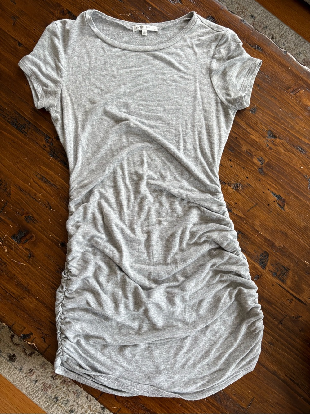 Antistar Gray Ruched Bodycon T-Shirt Mini Dress S